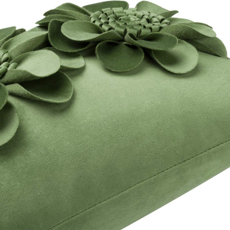 JWH 3D Flower Throw Pillow Cover Decorative Sunflower Accent Pillow Case Velvet Cushion Lumbar Floral Pillowcase for Home Bed Sofa Couch Chair 12x20 Inches Green - Image 5
